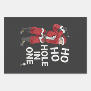 Ho Ho Hole in One Lustiger Golf-Weihnachten Geschenkpapier Set