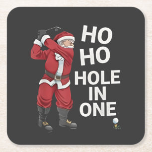 Ho Ho Hole-in-One Lustiger Golf-Weihnachten  Rechteckiger Pappuntersetzer