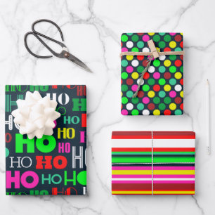 HO HO HOLIDAY CHRISTMAS WRAPPING PAPIERSHEETS GESCHENKPAPIER SET