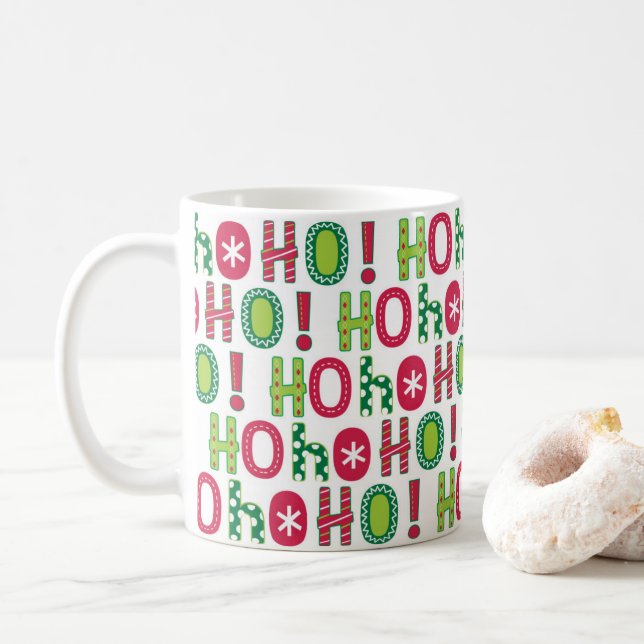 Ho Ho Holiday Festivals Rot Grün Saison modern Kaffeetasse (Mit Donut)