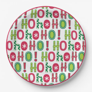 Ho Ho Holiday Festivals Rotes Grün Saisonzeitschri Pappteller