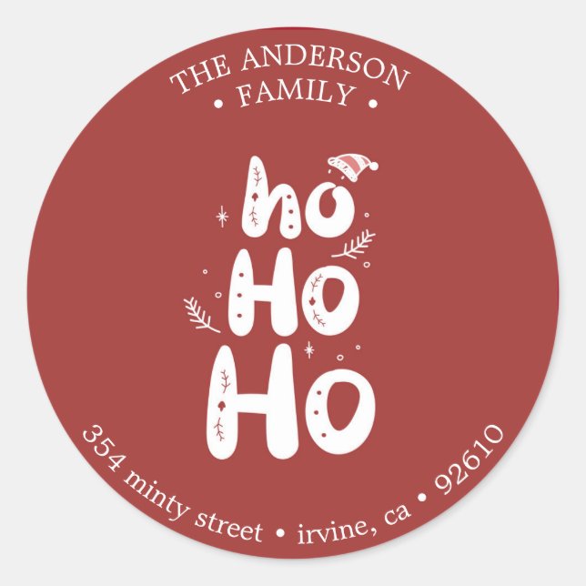 Ho Ho ⎢ Holiday Rücksendeadresse Runder Aufkleber (Vorderseite)