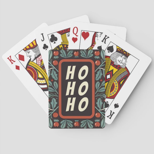 HO HO Holly berries Border Poker Cards Spielkarten (Rückseite)