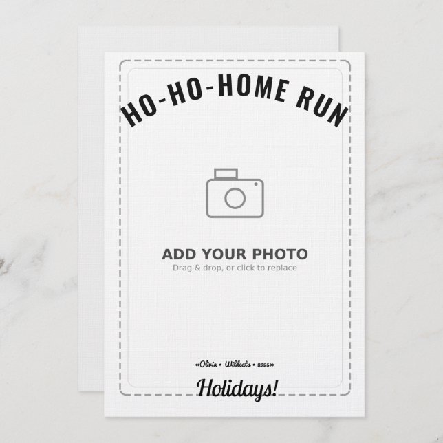 Ho-Ho-Home Run Raccoon Holiday Card (White Back)  Einladung (Vorne/Hinten)