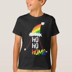 Ho Ho Homo Girls Weihnachtsmannmütze Weihnachten L T-Shirt