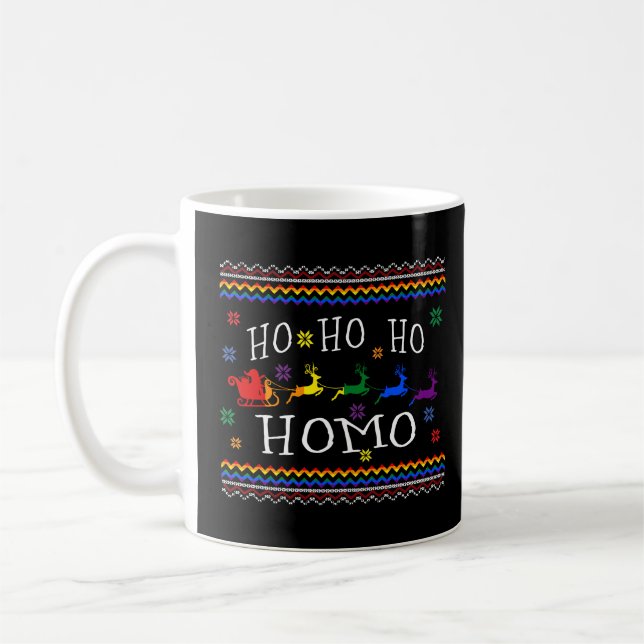 Ho Ho Homo Santa LGBT Gay Ugly Weihnachten Kaffeetasse (Links)