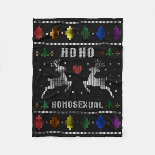 Ho Ho Homoual Gay Xmas Pride Ugly Weihnachten Schw Fleecedecke (Vorderseite)