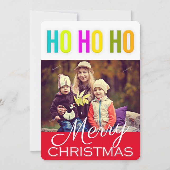 HO HO Joyeux Carte photo de voeux de Noël (Devant)