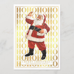 Ho Ho Joyeux Noël Cartes Faux Gold Foil