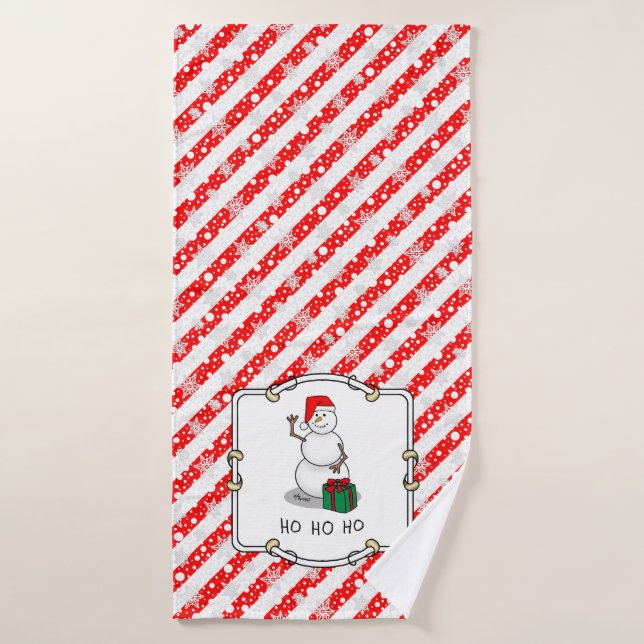 Ho Ho Joyeux Noël Père Noël mignonne Snowman (Serviette de bain)