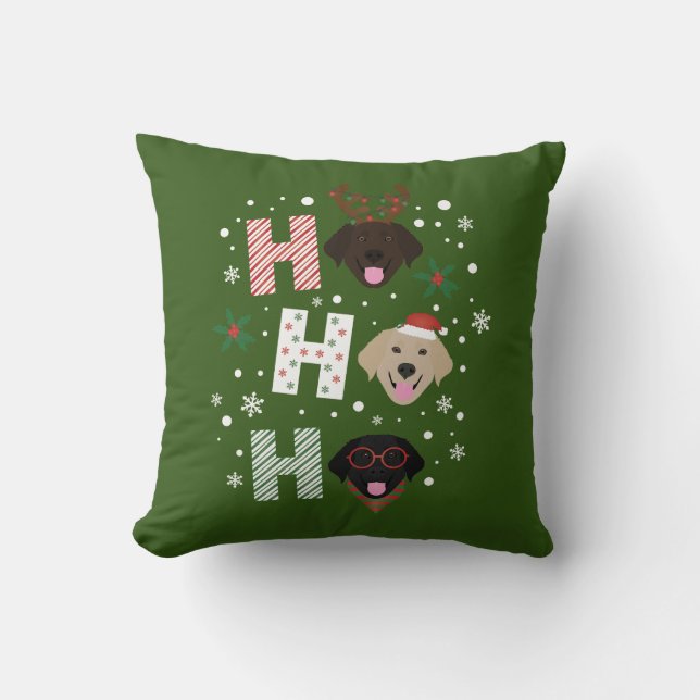 Ho Ho Labrador Retriever Frohe Weihnachten Kissen (Vorderseite)