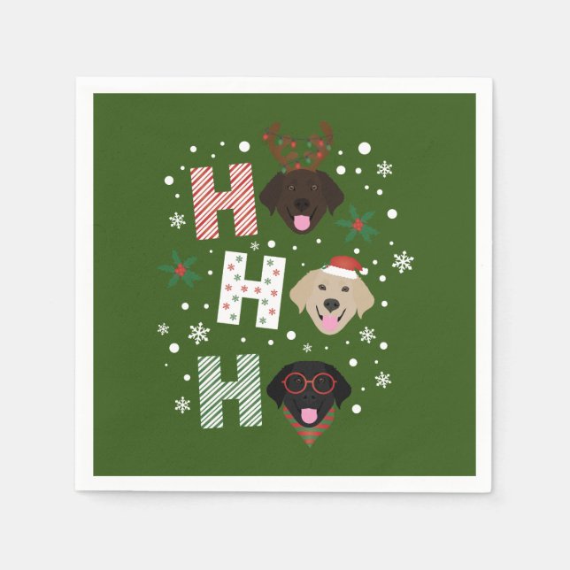 Ho Ho Labrador Retriever Frohe Weihnachten Serviette (Vorderseite)