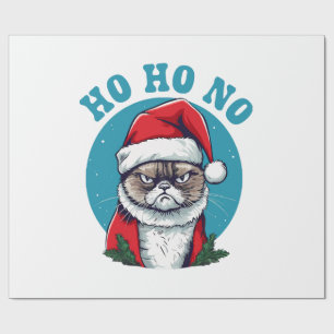 Ho ho nein - lustige mürrische Weihnachtsmann-Katz Geschenkpapier