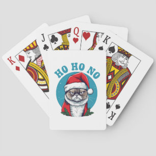 Ho ho nein - lustige mürrische Weihnachtsmann-Katz Spielkarten
