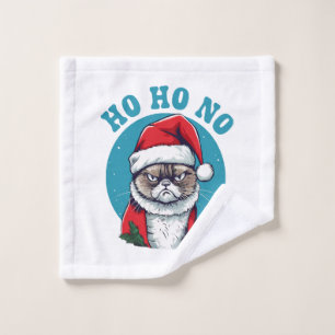 Ho ho nein - lustige mürrische Weihnachtsmann-Katz Waschlappen