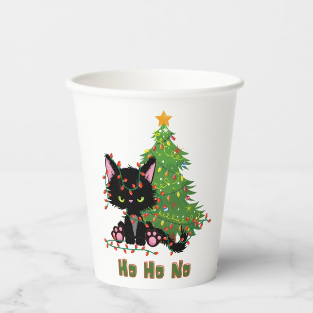 HO HO NO Christmas Cat Pappbecher (Vorderseite)