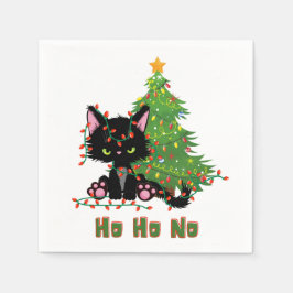 HO HO NO Christmas Cat Serviette