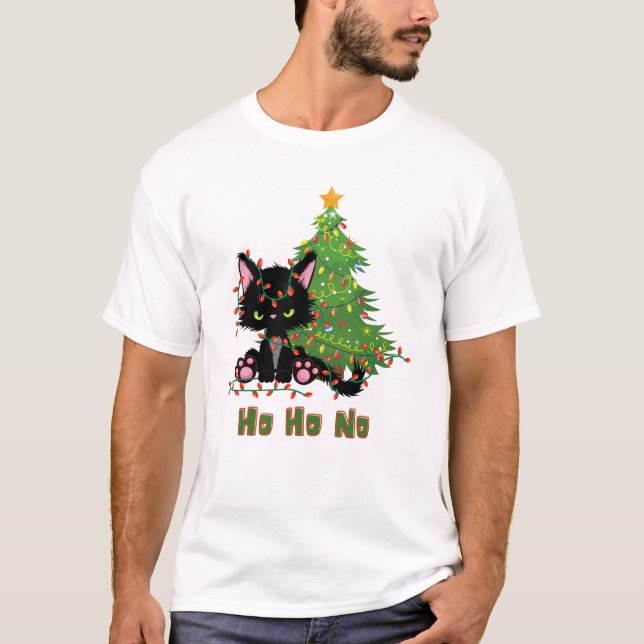 HO HO NO Christmas Cat T-Shirt (Vorderseite)