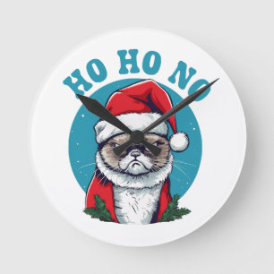 Ho ho no - lustige gruselige Katze Runde Wanduhr
