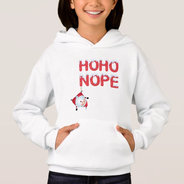 Ho Ho Nope Cute Christmas Kids Hoodie (Vorderseite)