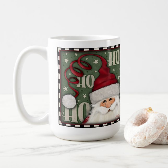 Ho Ho Père Noël Whimsical Cute Mug Café (Avec donut)