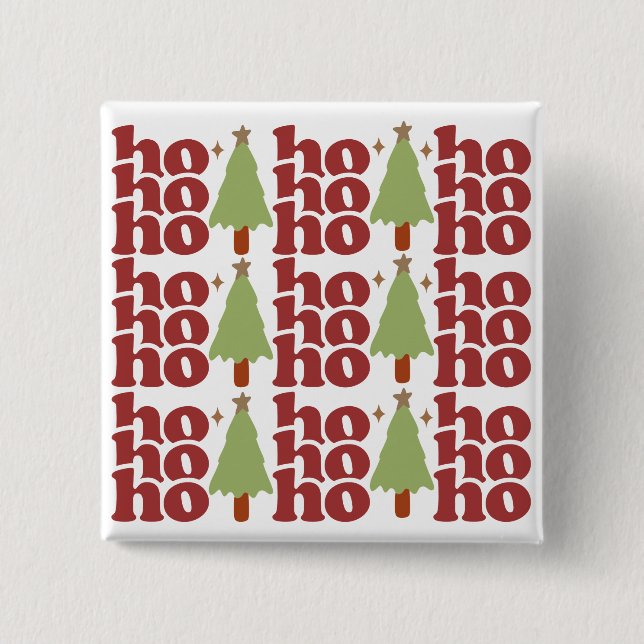 Ho Ho Retro Groovy Weihnachtsfeiertage Button (Vorderseite)