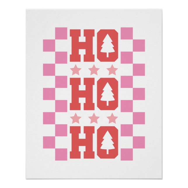 Ho Ho Retro Rosa Weihnachtstypografie Poster (Vorderseite)