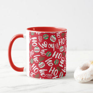 Ho Ho Rote und grüne Weihnachtsbände hell rot Tasse