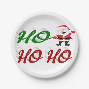 Ho Ho Santa Claus rote grüne Schrift Weihnachten Pappteller