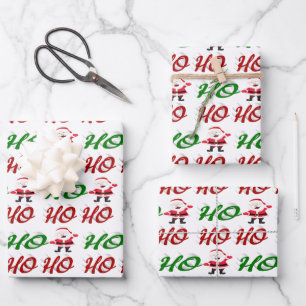 Ho Ho Santa Claus Weihnachtsgrün-Skript Geschenkpapier Set