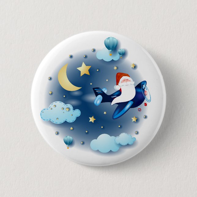 Ho ho! Santa im Flugzeug Button (Vorderseite)
