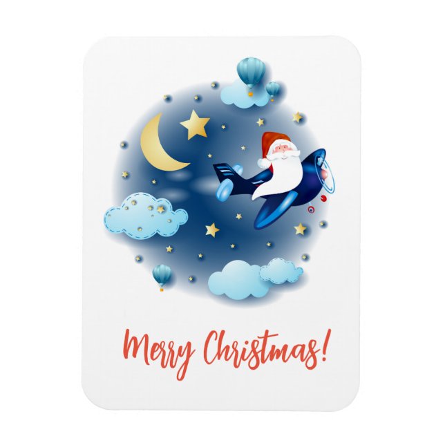 Ho ho! Santa im Flugzeug Magnet (Vertikal)