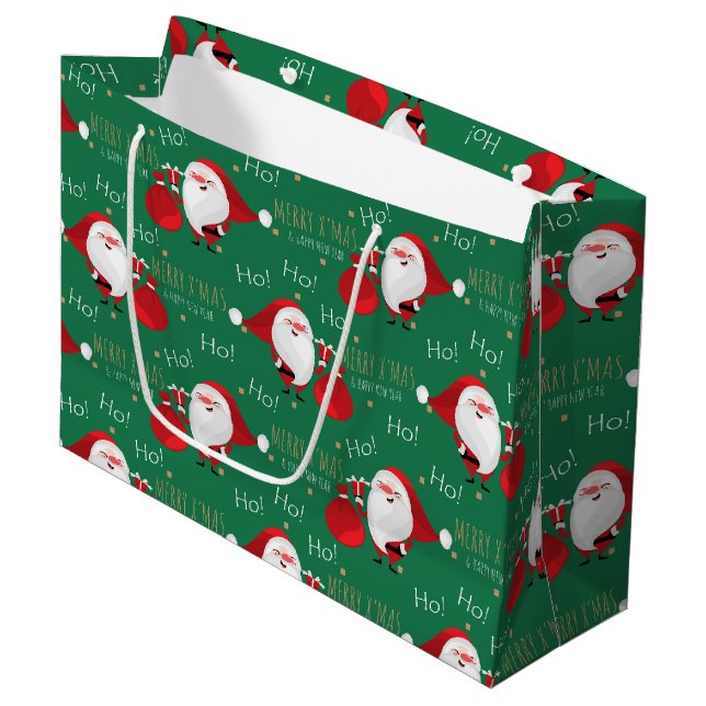 Ho Ho Santa Large Geschenktasche Große Geschenktüte (Vorderseite Schrägansicht)