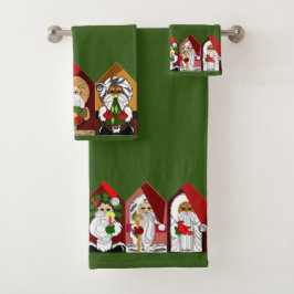 Ho-Ho Santa Niedlich Cartoon Weihnachtshandtuch Se Badhandtuch Set