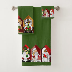 Ho-Ho Santa Niedlich Cartoon Weihnachtshandtuch Se Badhandtuch Set