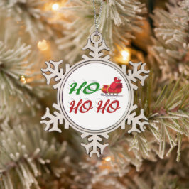 Ho Ho Santa Sleigh Rot-Grün-Skript Schneeflocken Zinn-Ornament