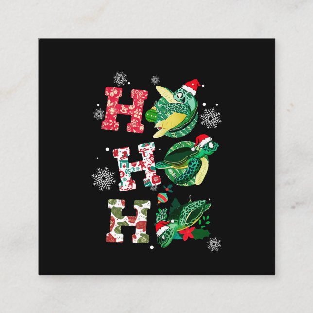 Ho Ho Santa Turtles Dekoration Quadratische Visitenkarte (Vorderseite)