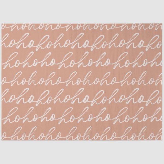 Ho Ho Skript Brown White Christmas Seidenpapier (Vorderseite)