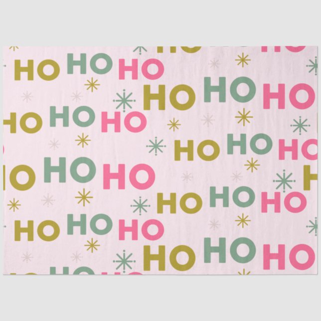 Ho Ho Snowflakes Pink Green Gold Weihnachten Seidenpapier (Vorderseite)