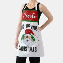 Ho Ho Weihnachten mit Ihrem Namen Funny Santa Face Schürze