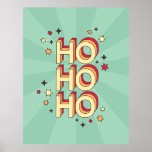 Ho ho Weihnachten Saisontext und Stars Poster