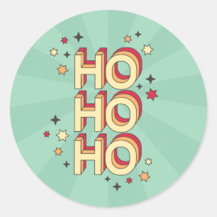 Ho ho Weihnachten Saisontext und Stars Runder Aufkleber