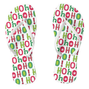 Ho Ho Weihnachten Spaß Modern Red Green Pattern Flip Flops