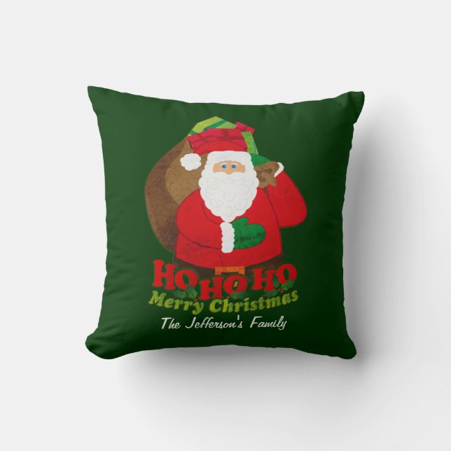 Ho ho Weihnachts Grünkissen Kissen (Vorderseite)