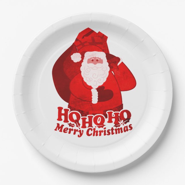 Ho ho Weihnachts-Party Weihnachtsschild Pappteller (Vorderseite)