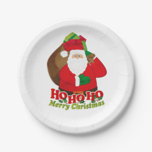 Ho ho Weihnachts-Party Weihnachtsschild Pappteller