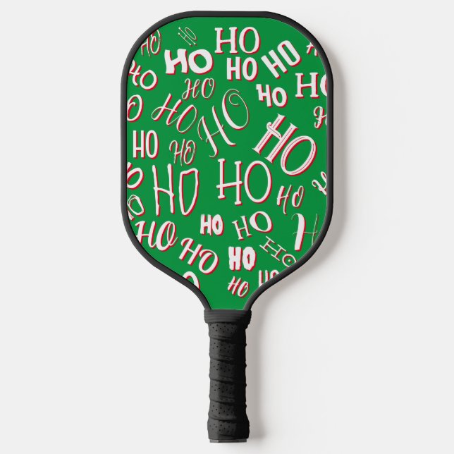 HO HO Weihnachts-Textmuster weiß grün rot Pickleball Schläger (Vorderseite)