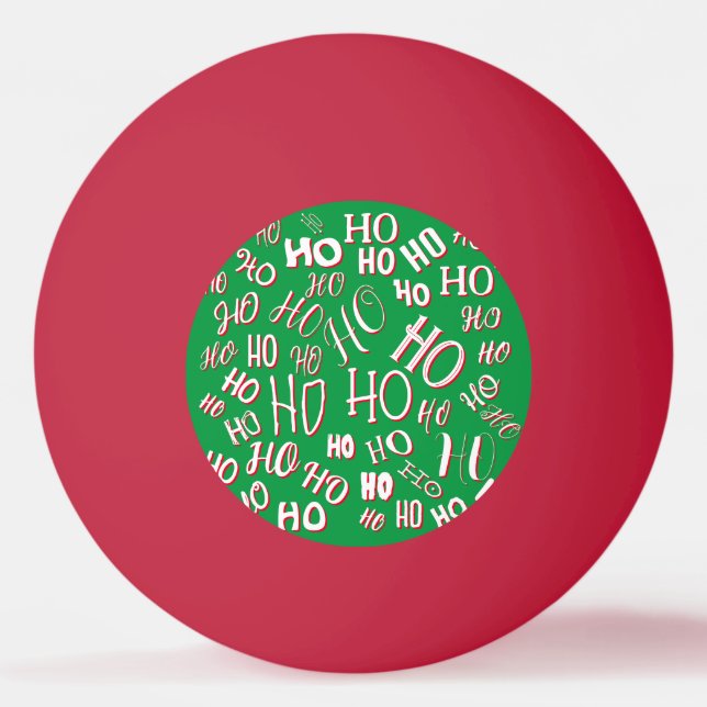 HO HO Weihnachts-Textmuster weiß grün rot Tischtennisball (Vorderseite)