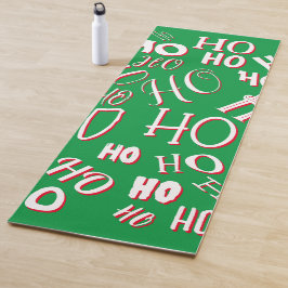 HO HO Weihnachts-Textmuster weiß grün rot Yogamatte