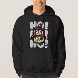 Ho Ho Weihnachtslicht Niedlicher Pinguin Hoodie